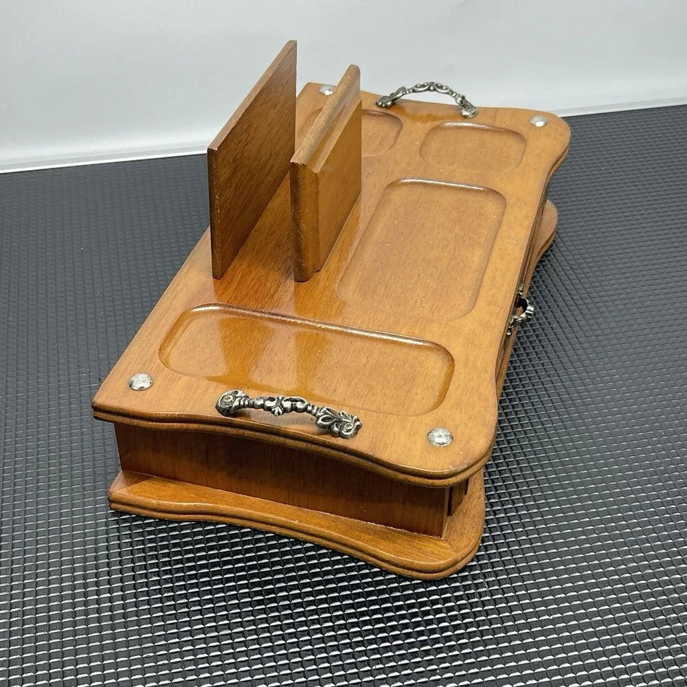 Vintage Men's Wooden‎ Dresser Valet Organizer Jewelry Caddy Letter Wallet Holder